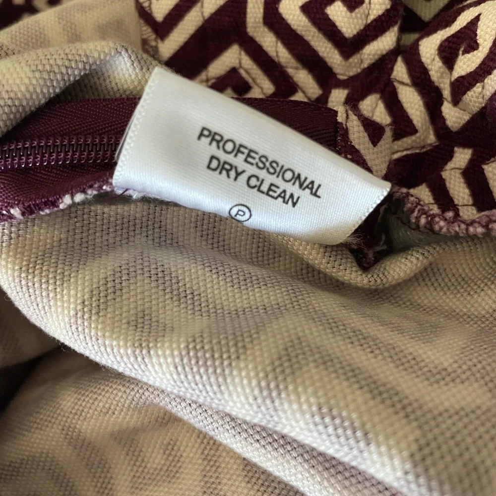 TORY BURCH Vintage Purple Wine & White Geo Print Long Sleeve Tunic Top Size 4